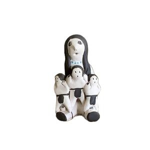 vintage acoma pueblo storyteller doll with 3 children figure pottery signed